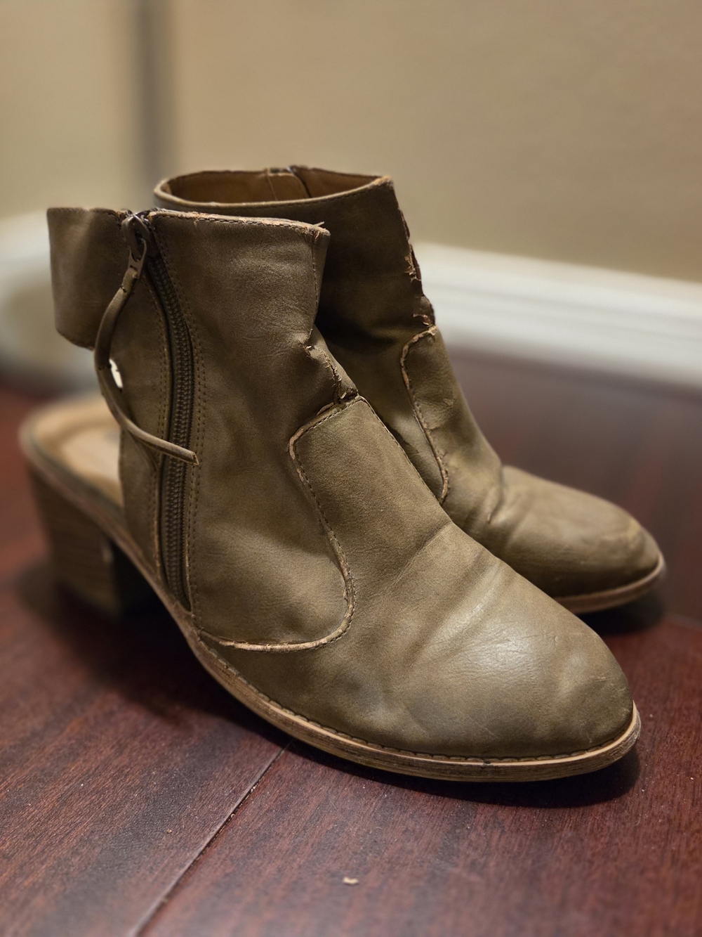 Michael Antonio Tan Cutout Ankle Booties With Side Zip